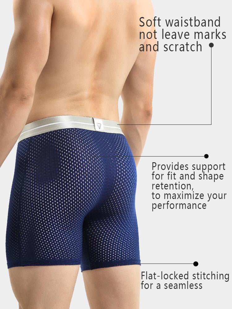 2 Pack Mesh Ice Silk Moisture Wicking Sport Boxer Underwear