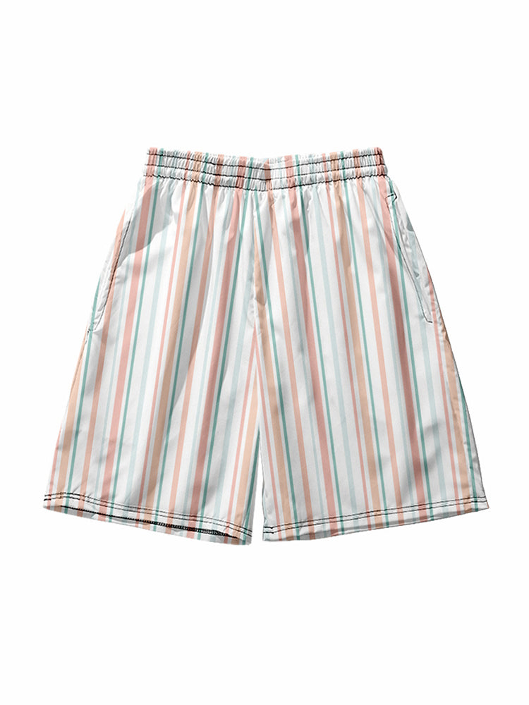 Mens Novelty & Basic Stripes Quick Dry Beach Shorts