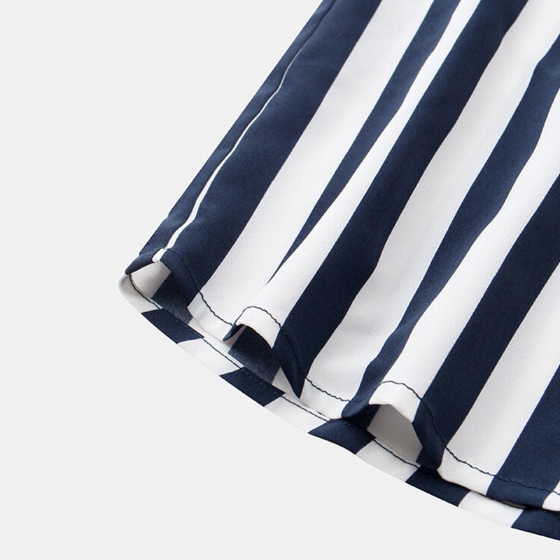 Men Patchwork Stripe Contrast Color Casual Shirt