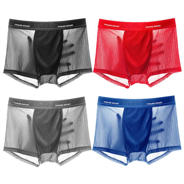 4Pcs Mesh Breathable Ice Silk Underwear Boxer