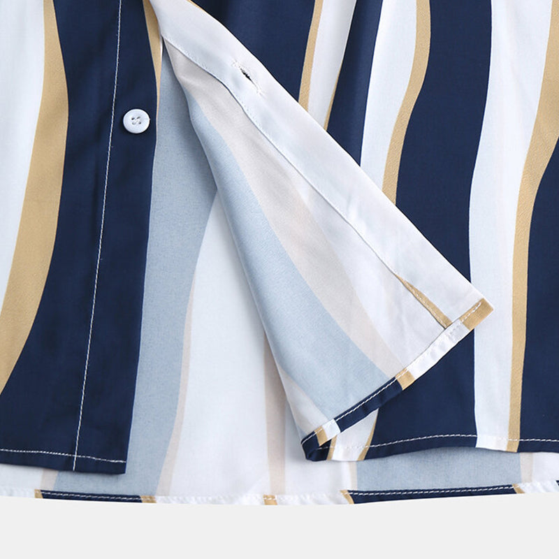 Mens Plain Color Striola Short Sleeve Shirts