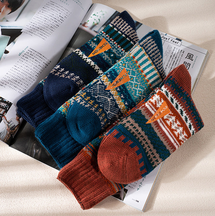 2 Pack Mixed Pattern Men's Crew Socks