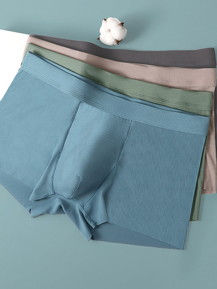 4 Pack Men's Ice Silk Seamless Trunks Underwear