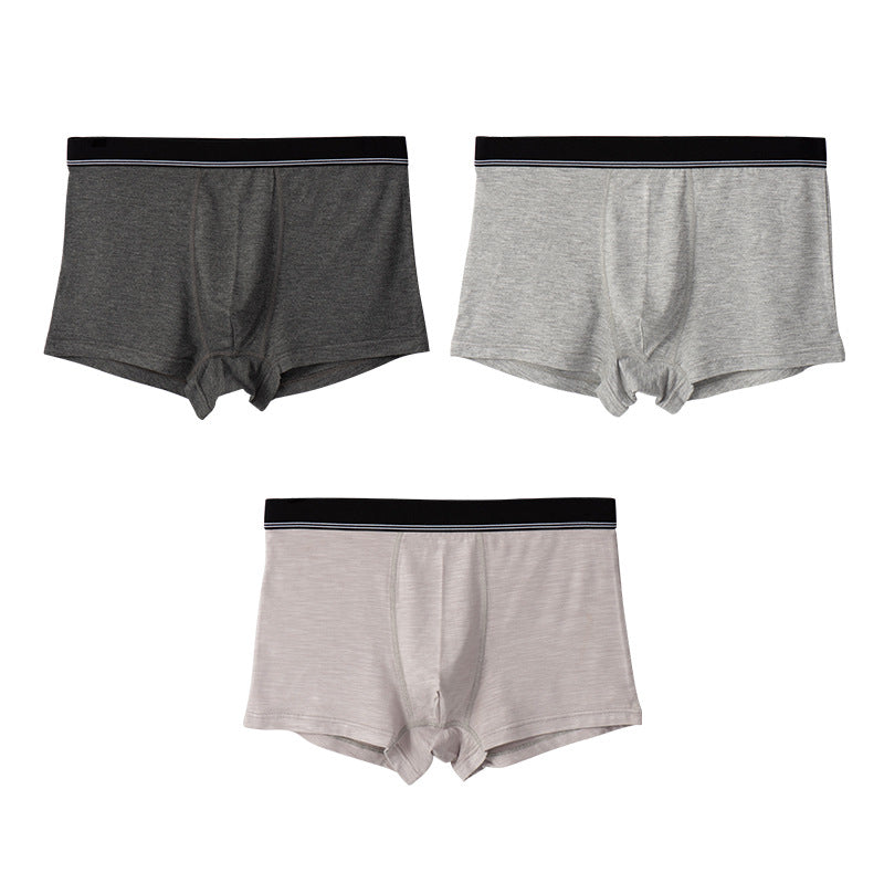 3Pcs Mid-waist Thin Summer Men's Boxer Briefs