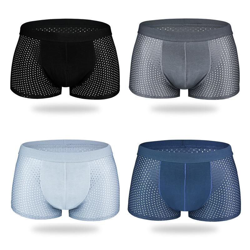 4Pcs Mesh Breathable Ice Silk Underwear Boxer