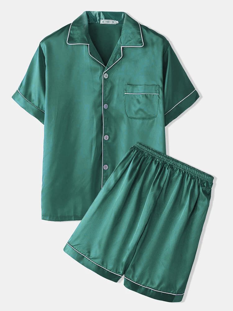 Men's Button Down Satin Pajama Set