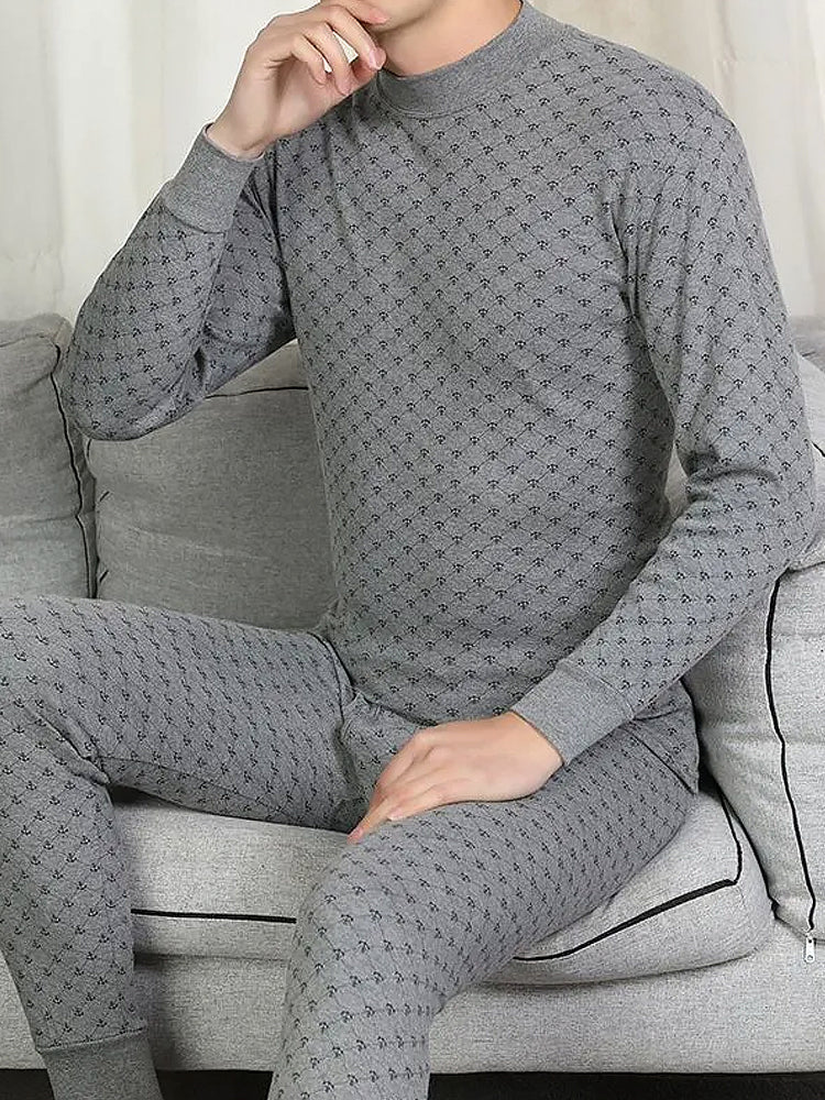 Men's Home Printed Cozy Thermal Sets