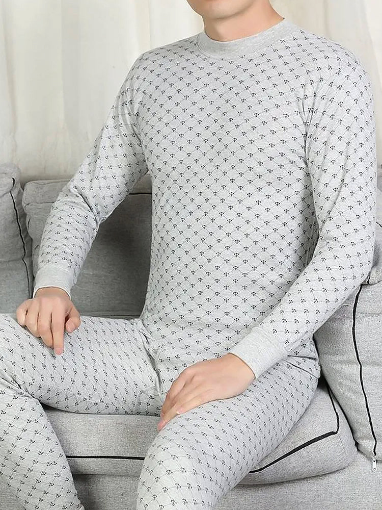 Men's Home Printed Cozy Thermal Sets