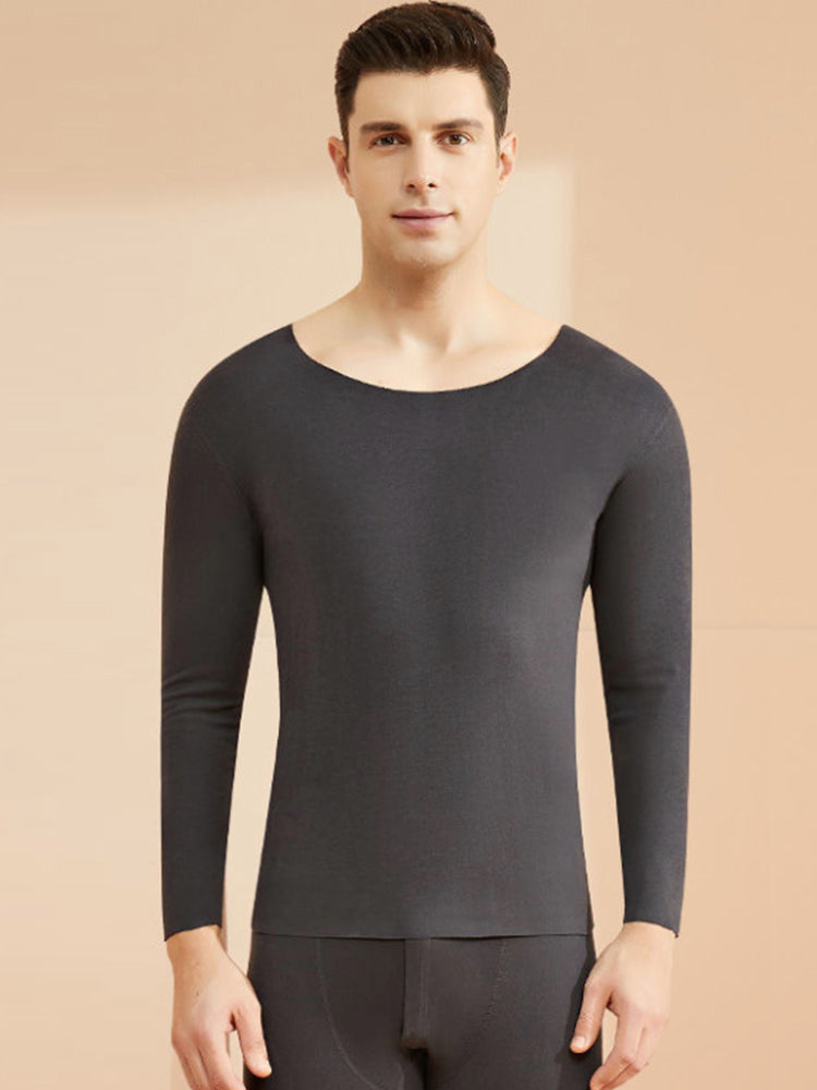 Men's Seamless Splice Thin Design Thermal Set