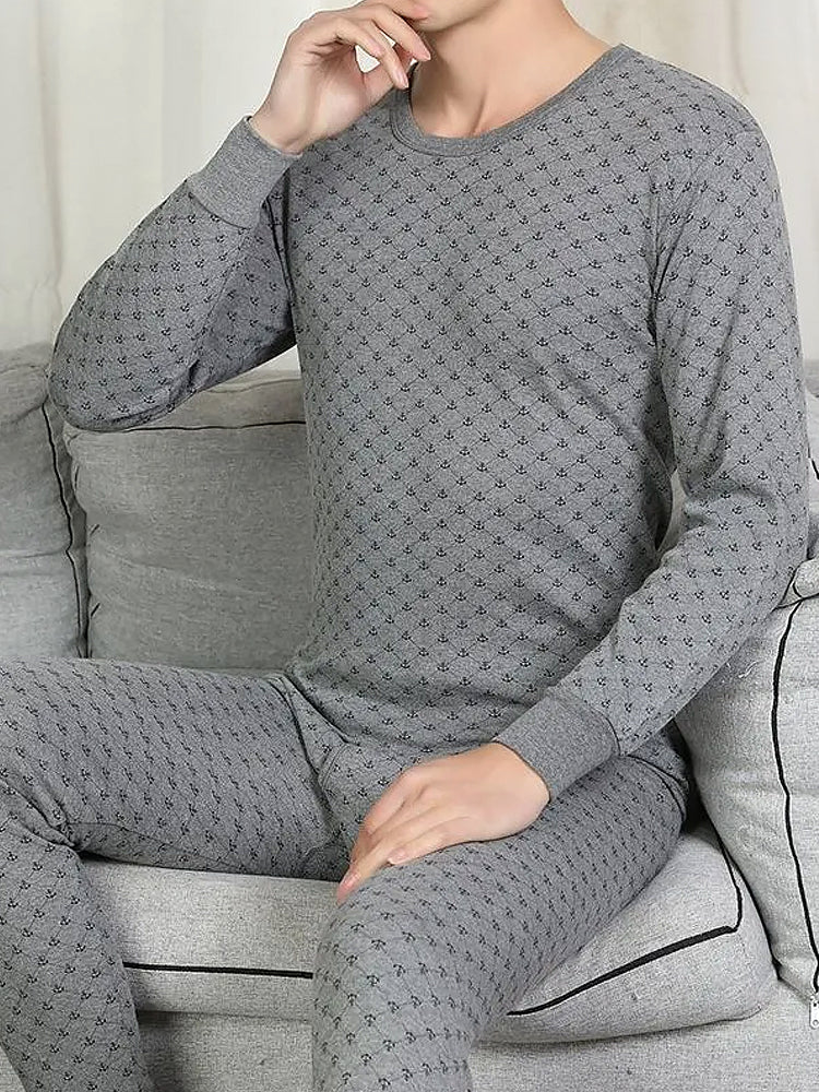 Men's Home Printed Cozy Thermal Sets
