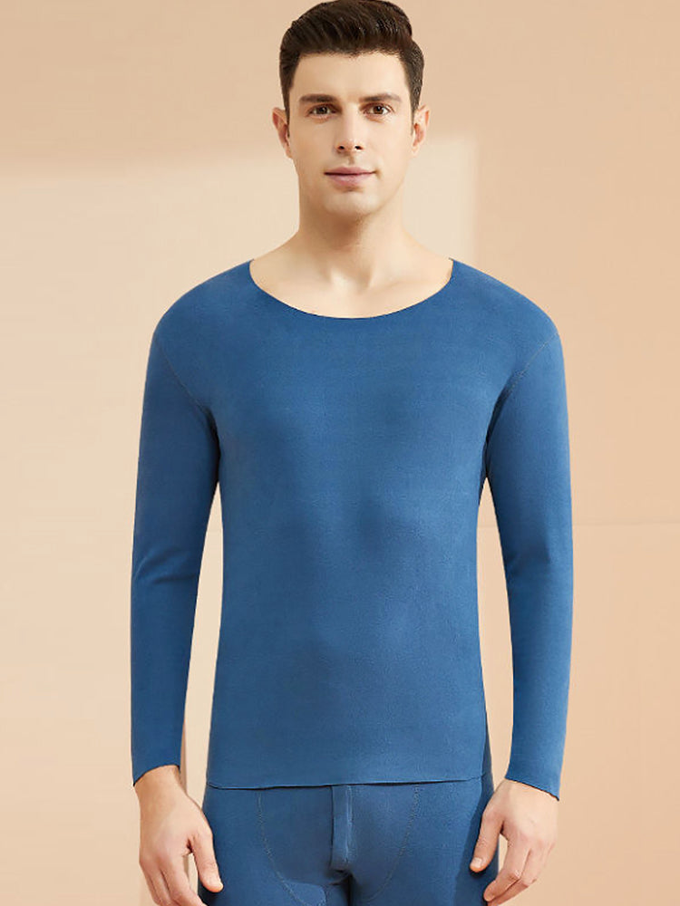 Men's Seamless Splice Thin Design Thermal Set