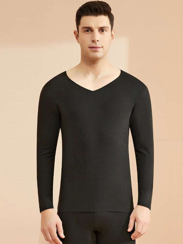 Men's Seamless Splice Thin Design Thermal Set