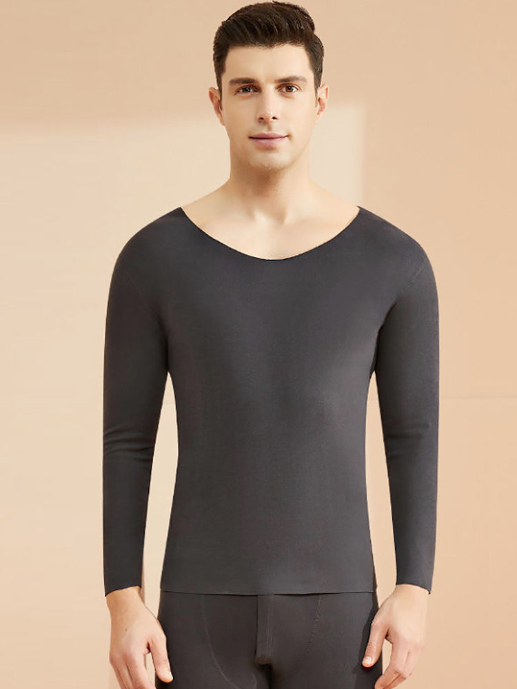 Men's Seamless Splice Thin Design Thermal Set