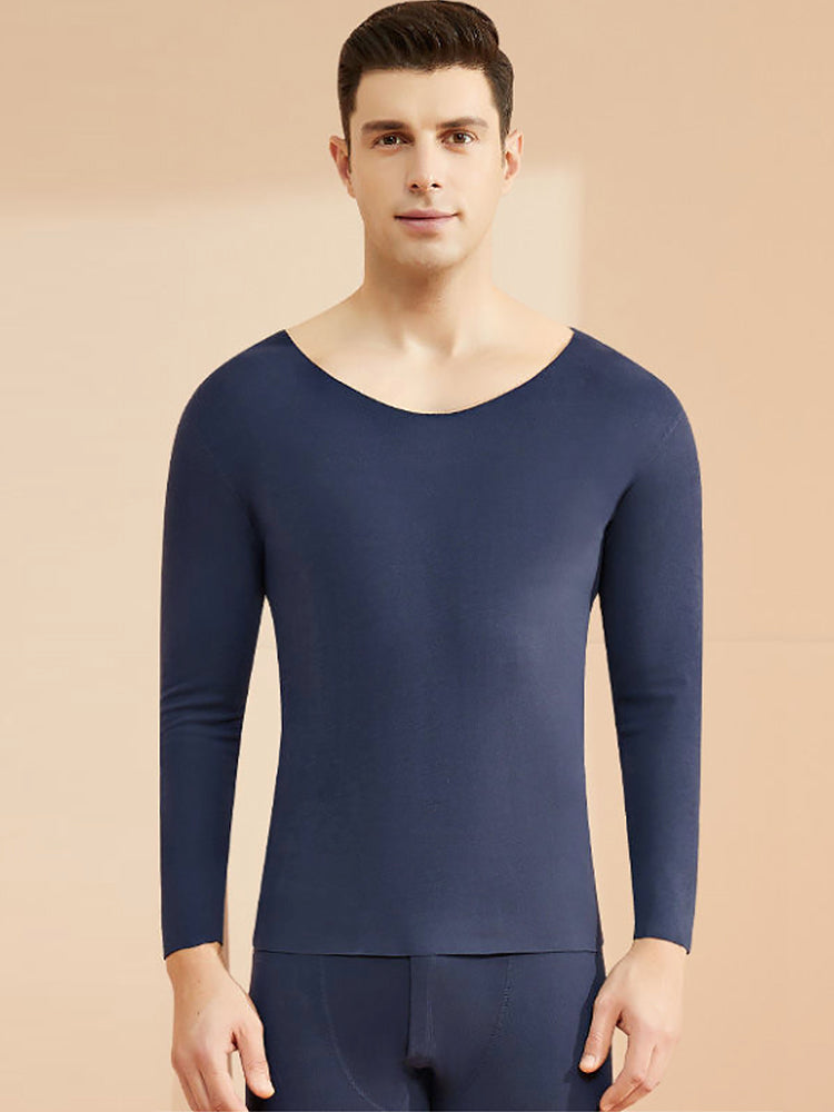 Men's Seamless Splice Thin Design Thermal Set