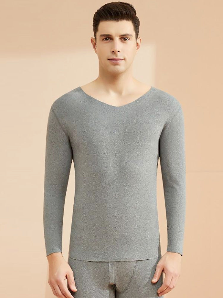 Men's Seamless Splice Thin Design Thermal Set